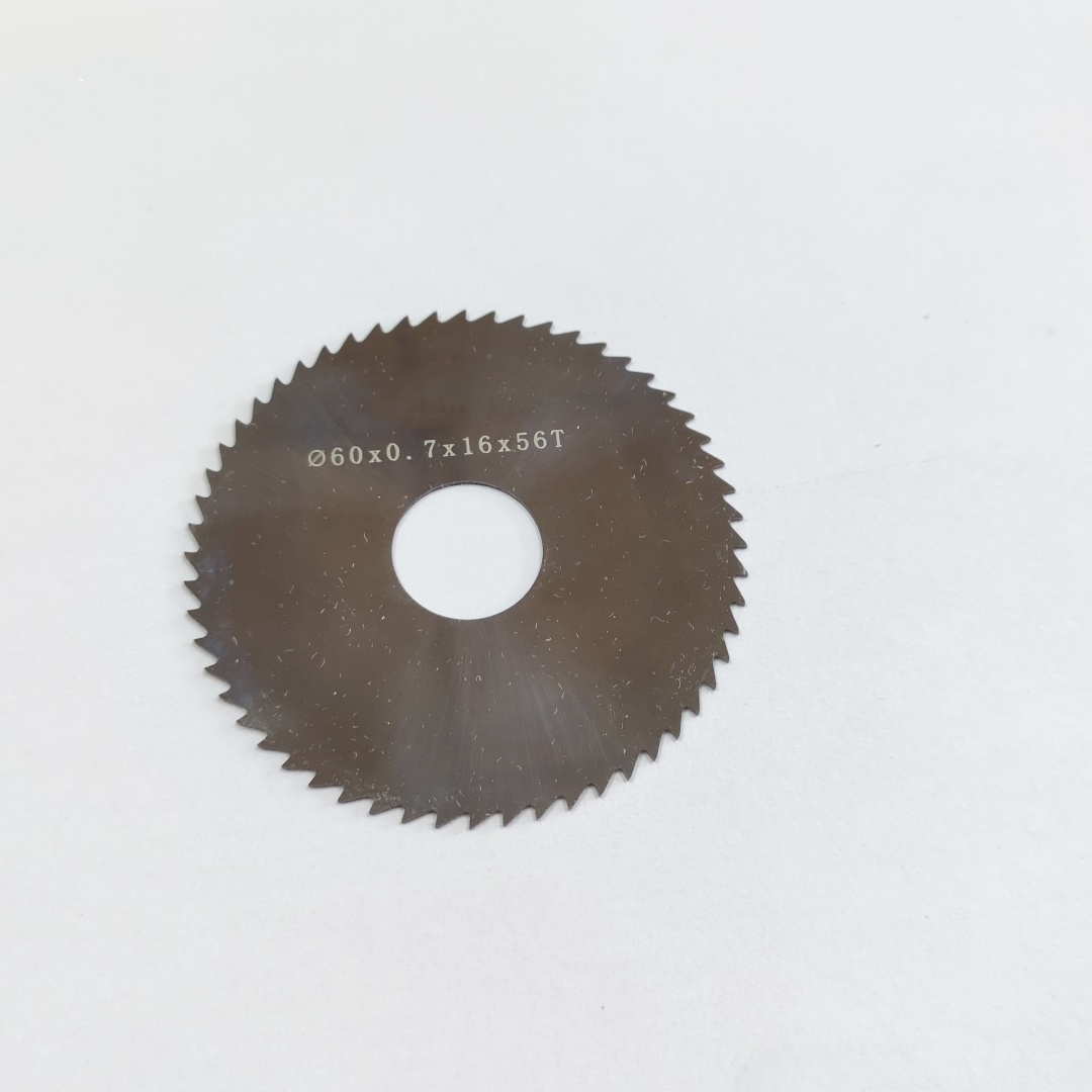 60 mm solid carbide saw cutter, 16 mm bore, 0.7 mm thickness, 56T for metal cutting
